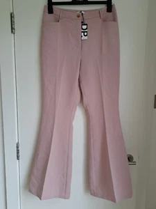 Dorothy Perkins Flare Bootcut Trousers Blush Pink UK12 Regular Fit Smart Pockets - Picture 1 of 15
