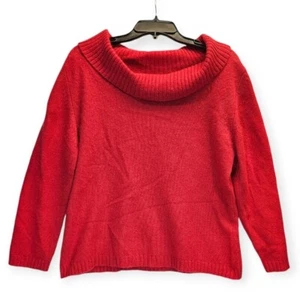 Apostrophe Sweater Womens XL Red Angora Rabbit Hair Nylon Wool Solid Old Money - Picture 1 of 7