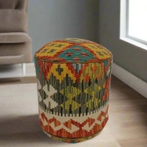 Crafters and Weavers One of a Kind Kilim Rug Pouf Ottoman foot stool #78A - Picture 1 of 1