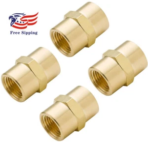 Brass Hex Nipple Coupler 1/2" NPT Female Threaded (Pack of 4) - Picture 1 of 2