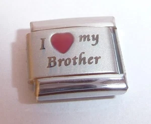 I LOVE MY BROTHER Italian Charm - Red Heart 9mm fits Classic Starter Bracelets - Picture 1 of 3