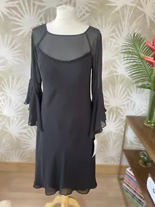 Veromia Black Chiffon Occasion Dress Size 14 Brand New With Tags - Picture 1 of 6