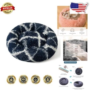 Cozy Plaid Dark Blue Machine Washable Cat Bed - Perfect for Indoor Comfort - Picture 1 of 11