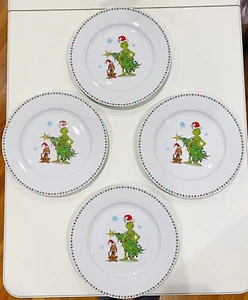 DR.SEUSS THE GRINCH WHO STOLE CHRISTMAS DINNER PLATES SET OF 4 - Picture 1 of 2