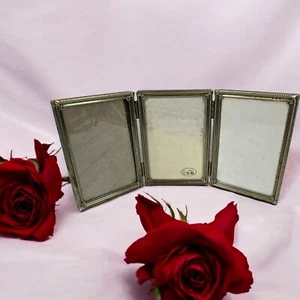 Dreifach gefalteter Bilderrahmen goldfarben Metall 3×5 Lesen - Bild 1 von 7