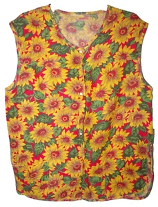 Girasole giallo multicolore a scatto cameriera cameriera smock taglia M/L vintage E-K - Foto 1 di 3