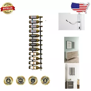 Sleek Metal 9-Bottle Wine Rack - Easy Access Wall Storage in Chrome Luxe - Picture 1 of 11
