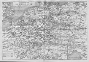 MAP OF IMPENDING WAR IN EUROPE, PARIS, FRANKFURT, STRASBURG, STUTTGART, LONDON