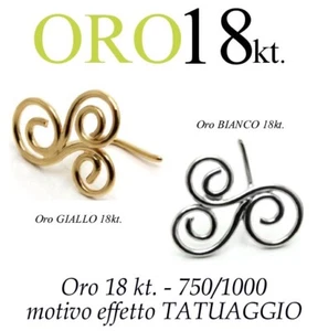 Piercing da naso nose ORO giallo bianco 18kt. effetto TATTOO TATUAGGIO gold 18kt - Foto 1 di 11