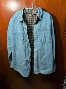 EMS Eastern Mountain Sports Lined Flannel Denim Shirt/Jacket XL Rare Read Chore - Picture 1 of 9