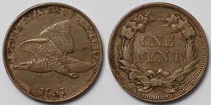 United States USA 1857 Flying Eagle Cent 1C World Coin - Picture 1 of 3