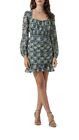 ASTR The Label Women's Smocked Floral Print Ruffled Long Sleeve Mini Dress Large