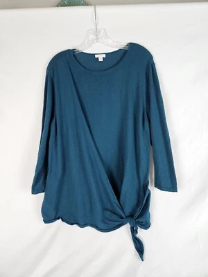 Top envolvente sintético mezcla modal de algodón cachemir J. Jill para mujer talla XL verde azulado profundo  Foto 1 de 4