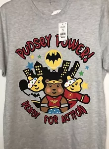Pudsey Power Bear Grey T-Shirt Justice League Children In Need Size 12-14 NEW - Picture 1 of 6