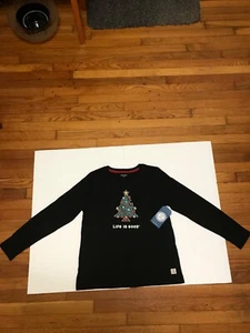 Neu mit Etikett Life Is Good Sleep Weihnachtsbaum Liebe Damen Größe M schwarz Langarmshirt - Bild 1 von 12