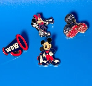 WDW Disney Mickey Mouse Minnie Megaphone Pom Pom Cheerleading Pins 2009 Set 4 - Picture 1 of 11
