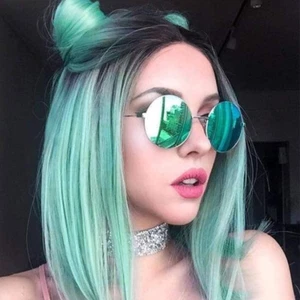 Quick Wig Mint Green Wig Short Straight Bob Wigs Ombre Wigs for Women Heat Resis - Picture 1 of 12