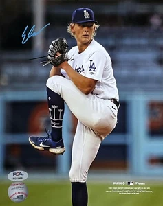 EMMETT SHEEHAN DODGERS SIGNED MLB DEBUT VS GIANTS 8X10 PHOTO BLUE PSA WITNESS - Picture 1 of 3