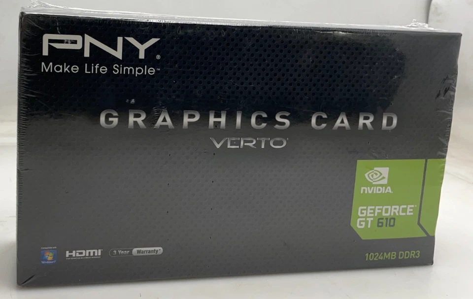 PNY VERTO GeForce GT610 Graphics Card 1024MB DDR3 VGA DVl HDMI "NEW" - Image 1 of 3