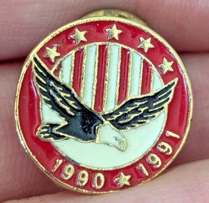 1990 - 1991 5 Star Flag & Eagle Red White & Blue - Metal Lapel / Hat Pin - Picture 1 of 9