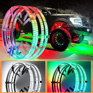 Double Row Chasing LED Wheel Rings Light APP sync remote illuminated Rim Lights - Picture 1 of 18