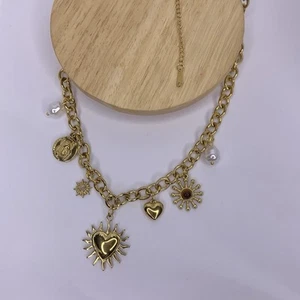 Kopen Australia | New Charm Chain Necklace Heart Scarab Beetle Pearl Gold Plated - Picture 1 of 8