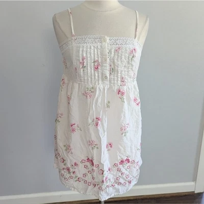 Vintage Women's Laura Ashley Nightgown Slip Dress Medium White Pink Floral - Image 1 of 4