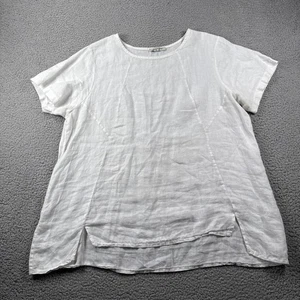 Top de lino para mujer talla L/XL blanco pulóver manga corta costero hecho en Italia LEER - Imagen 1 de 13