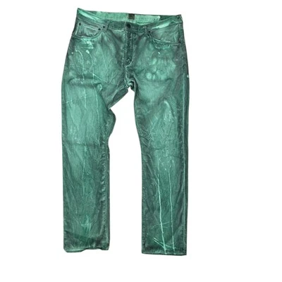 PRPS Jeans Mens 38 x 32 Green Stretch Denim Distressed Button Fly Deadstock NOS - Image 1 of 4