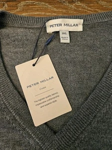 Peter Millar V-Neck Sweater Vest Mens 3XL Navy Blue Merino Wool Blend Big & Tall - Picture 1 of 6