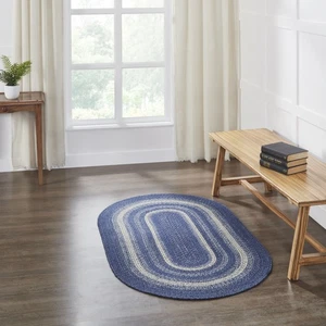 Accent Rug Great Falls Blue Jute Farmhouse 36x60 Oval No Slip Floor VHC Brands - Picture 1 of 8