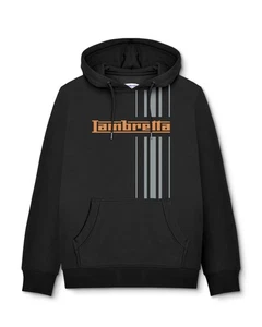 Lambretta Stripe Mens Black Pull Over Sweatshirt Hooded Hoodie - Picture 1 of 5