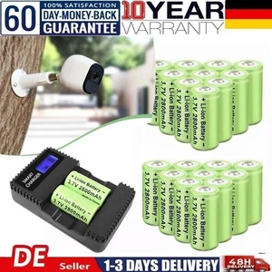 16x 2.8Ah (CR123A) Akku Batterien 2800mA 3,6V Li-Ion Wiederaufladbare+Ladegerät - Afbeelding 1 van 24