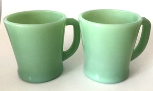 Vintage Fire King Jadeite Oven Ware Restaurant Ware Coffee Mug D Handle Set of 2 - Picture 1 of 8