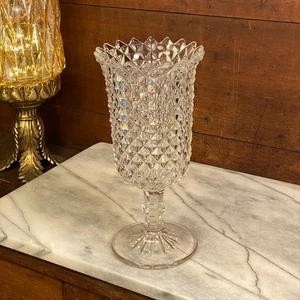 Antique Glass Sawtooth Diamond Pattern Celery Vase Dish - Picture 1 of 8