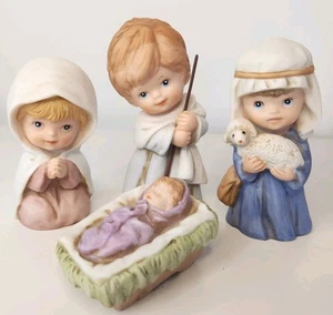 Vintage Homco 4 Piece Ceramic Children Nativity #5258 Holy Family & Shepherd  - Picture 1 of 20