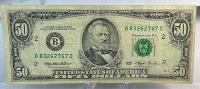 1993  $50 ( B ) Federal Reserve Note  - Green Seal - USSK0056 - Image 1 of 2