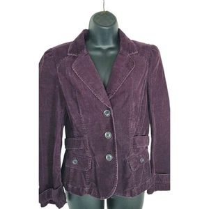 Ann Taylor Loft Petite Größe 10 Pflaume Merlot Cord 3 Knöpfe Struktur Jacke - Bild 1 von 9