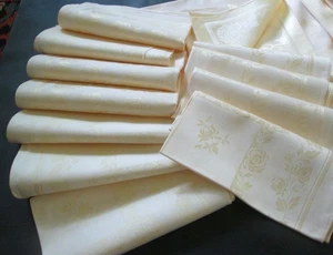 EDLE DAMAST TISCHDECKE & 12 SERVIETTEN SITZE 6 BIS 8 JORZOLINO MADE IN HOLLAND SCHÖN - Bild 1 von 14
