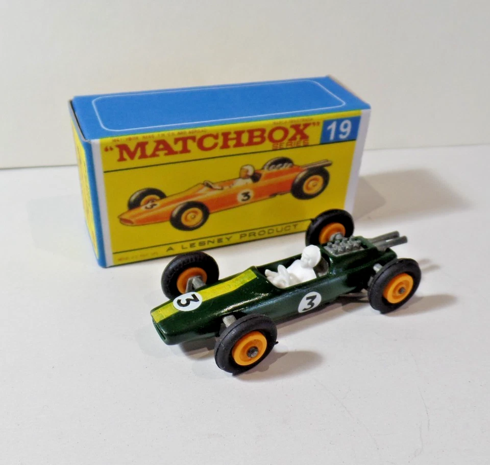 Matchbox Lesney No.19d Lotus Racing Car 1965 in replacement Box. - Image 1 of 4