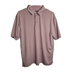 PGA Tour Men's Golf Polo Shirt Short Sleeve Casual Purple Striped Medium - Picture 1 of 4