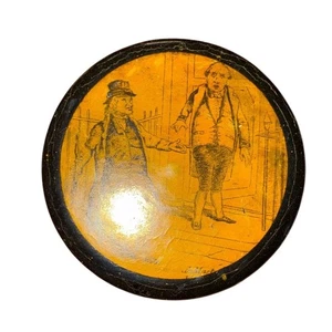 Antique 19th Century Papier-Mâché Snuff Box Yellow & Black - Picture 1 of 3
