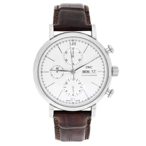 IWC Portofino Chronograph IW391027 42,00mm Silber Zifferblatt Lederband Edelstahl... - Bild 1 von 11