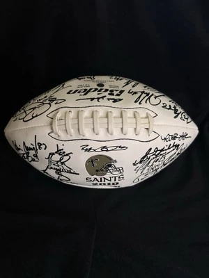 2010 New Orleans Saints Litho Signed Team Football Drew Brees Super Bowl WHO DAT - Image 1 of 4