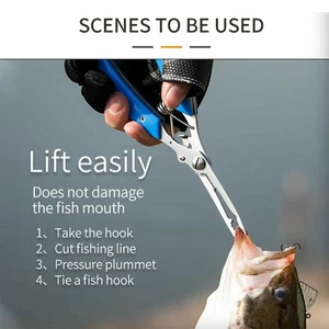 Fishing Pliers Stainless Steel Hook Remover Scissors Line Cutter Split Ring Tool - Picture 1 of 16