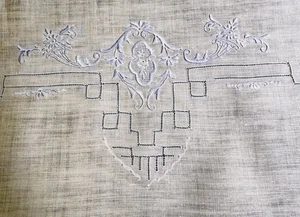 Vintage Leinen Organza Teetuch Tischdecke mit Schweizer Appenzeller Stickerei ZZ514 - Bild 1 von 6