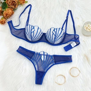 Women's Sexy Underwired Bra Set Bra Briefs Set Mesh Lingerie Set Underwear ∫ - Picture 1 of 21