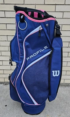 Bolsa de golfe feminina Wilson Profile azul rosa 14 vias carrinho - Imagem 1 de 4