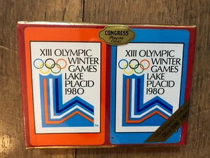 Vintage 1980 Winter Olympic Souvenir Playing Cards 2 Decks Congress NIP Sealed - Picture 1 of 1