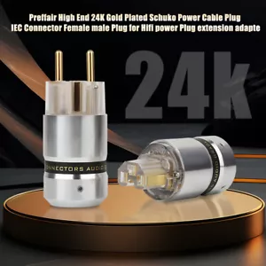 Hi-End Silver Plated US Power Cable Plug IEC Connector Female male Plug - Picture 1 of 16